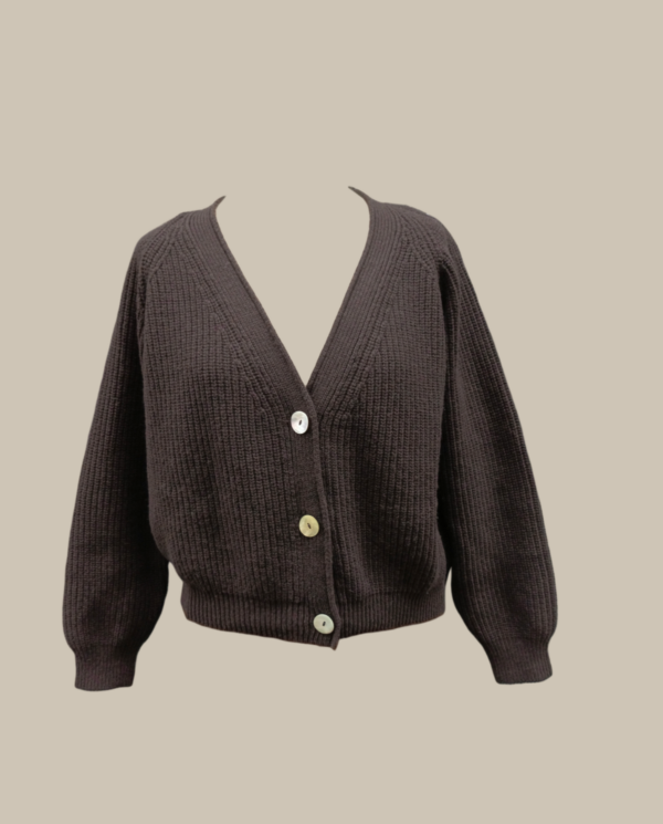 Cardigan cacao in costa inglese taglio quadro