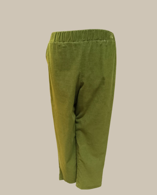 Pantalone verde in velluto mille righe, con elastico - ultimo taglia media