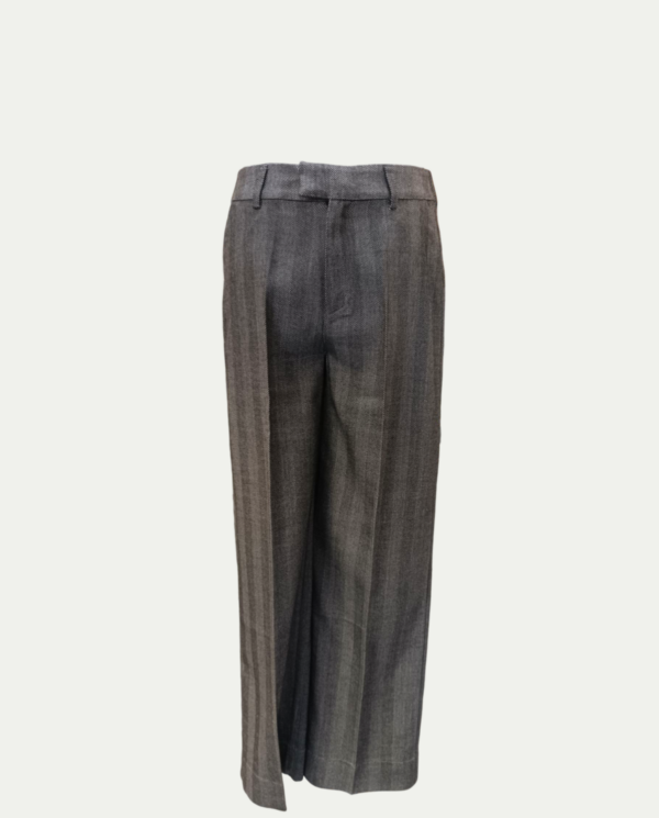 Pantalone gamba dritta tessuto leggermente felpato, grigio spigato